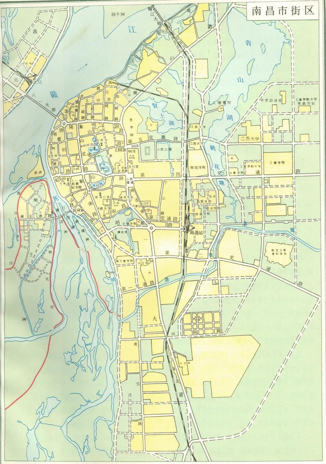 1963年南昌市街区老地图。南昌地图 地图