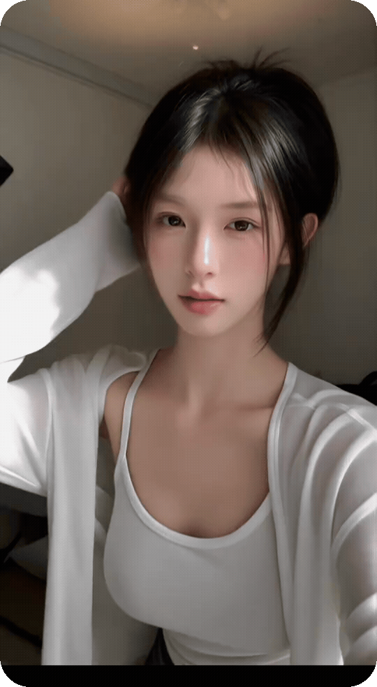 素衣浅浅衬芳颜，
眉目温柔韵自闲。
巧比双心含笑意，
清姿温婉胜尘烟。
高雅气质