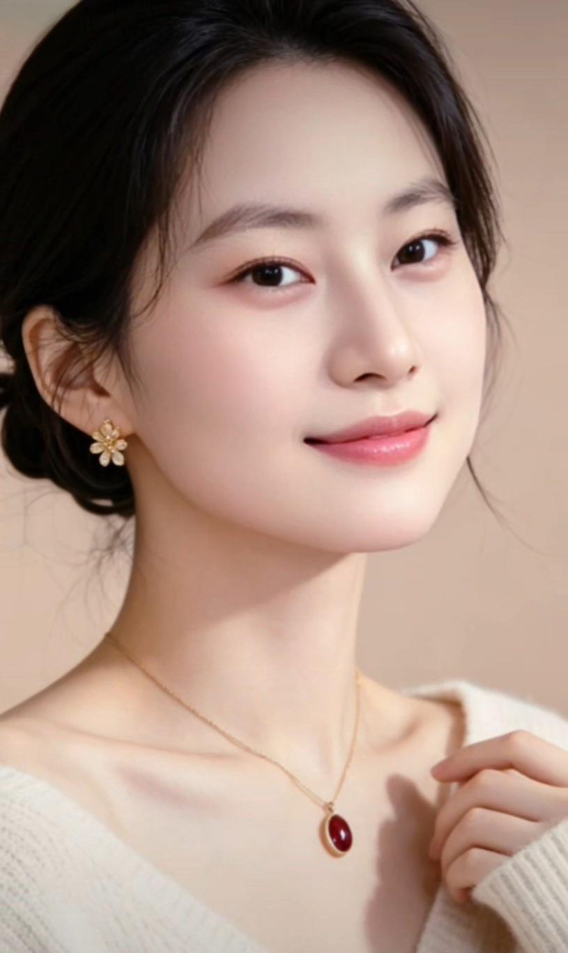 这个女孩好温柔，笑起来好甜。