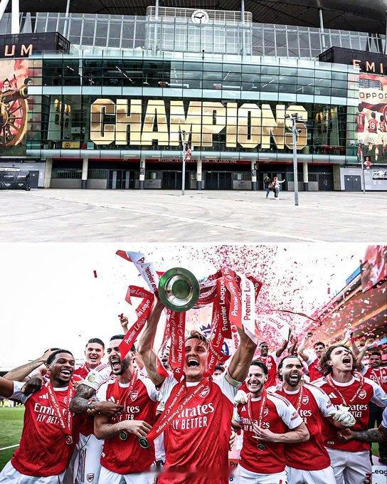 阿森纳在酋长球场的客队入口上方增设了“冠军”（Champions）字样 🏆🏟