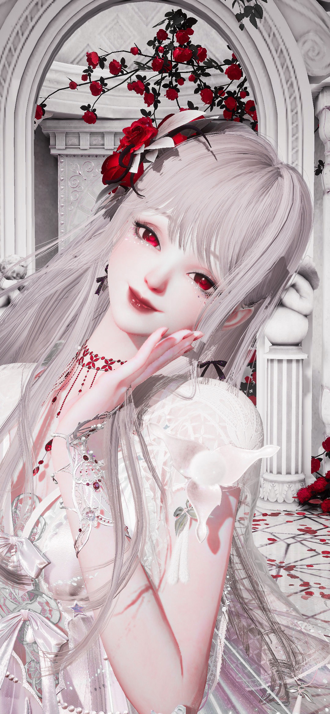 业师是一个非常非常好的宝宝 紫罗兰头发，鹿岛裙子，心意第一套的头饰，海王手套，羁