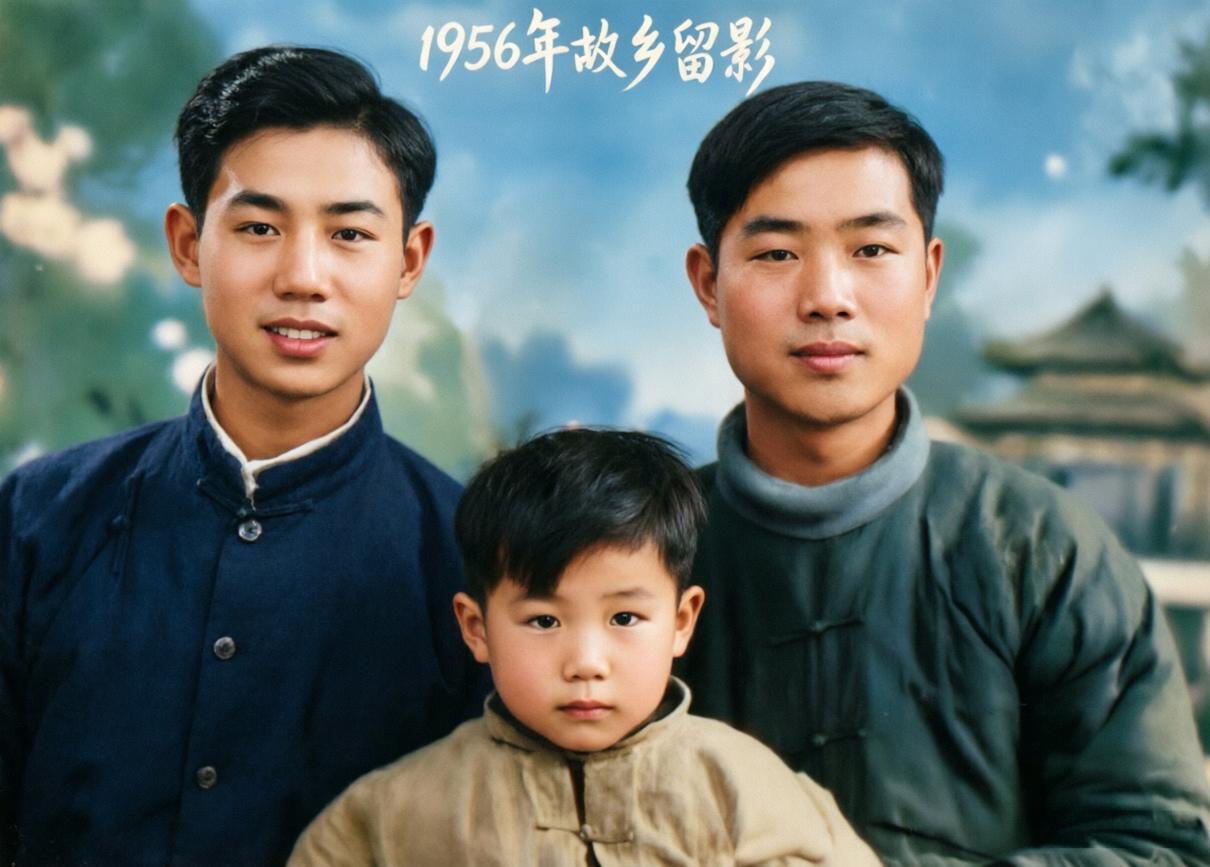 这张珍贵的留影，是当年我父亲当兵回老家，在三河古镇的照相馆，和他的好朋友、还有我