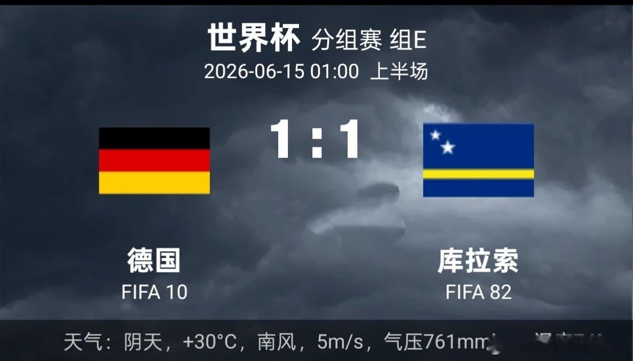 德国vs库拉索 世界杯又爆冷门了！在2026年美加墨世界杯E组首轮，库拉索队竟然