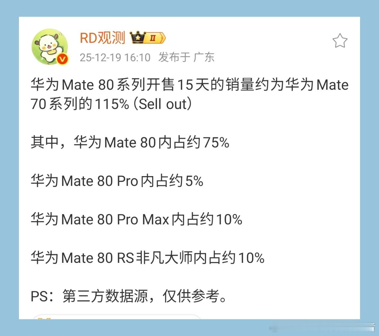 华为Mate80系列开售15天，对比上一代产品大幅提升，符合我之前的预测。这次主