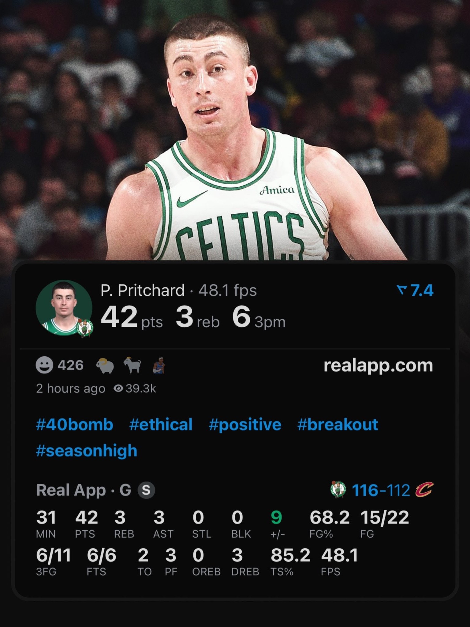 凯尔特人国度 今天【 Donovan + Darius 】 一共拿了39分 ☘️