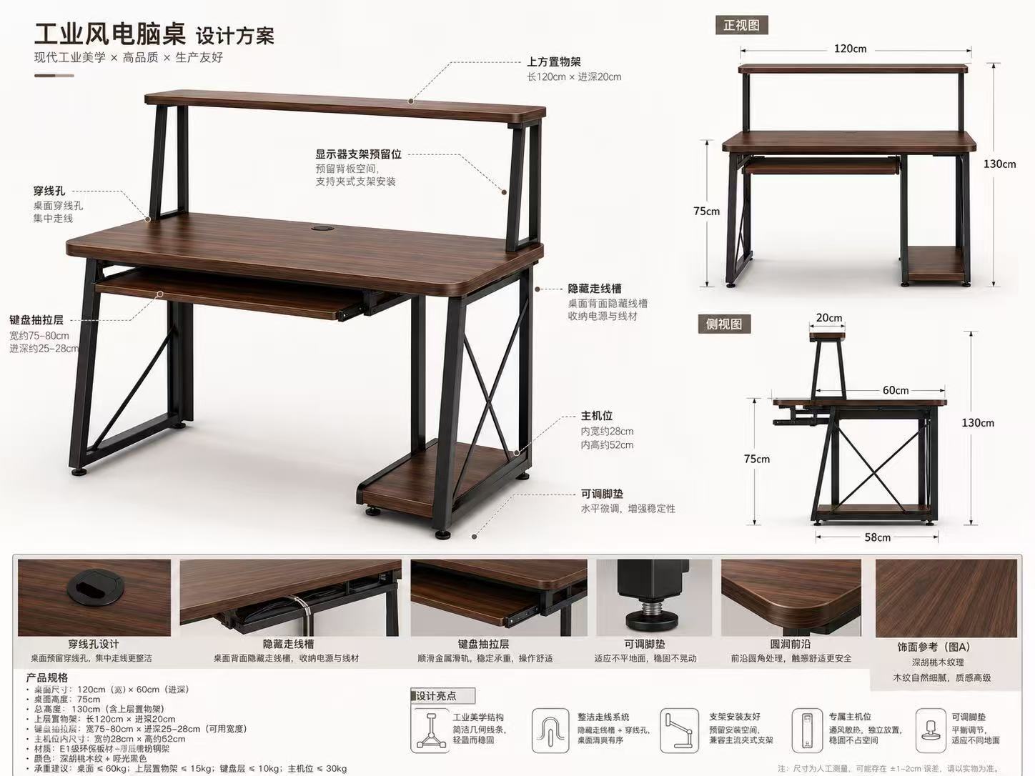 我们设计的单人电脑工作桌初稿，估计卖个499。 