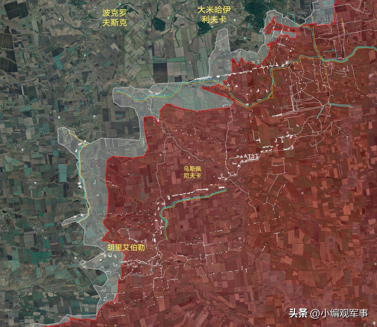 扎波罗热州胡里艾伯勒—第聂伯罗彼得罗夫斯克州大米哈伊利夫卡方向的防御工事全景图（