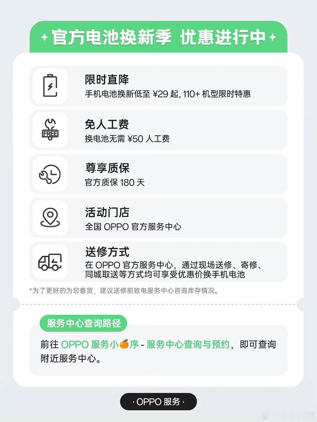 OPPO开启“官方电池换新季”活动 110+ 机型换电池免人工费手机满电出门，没