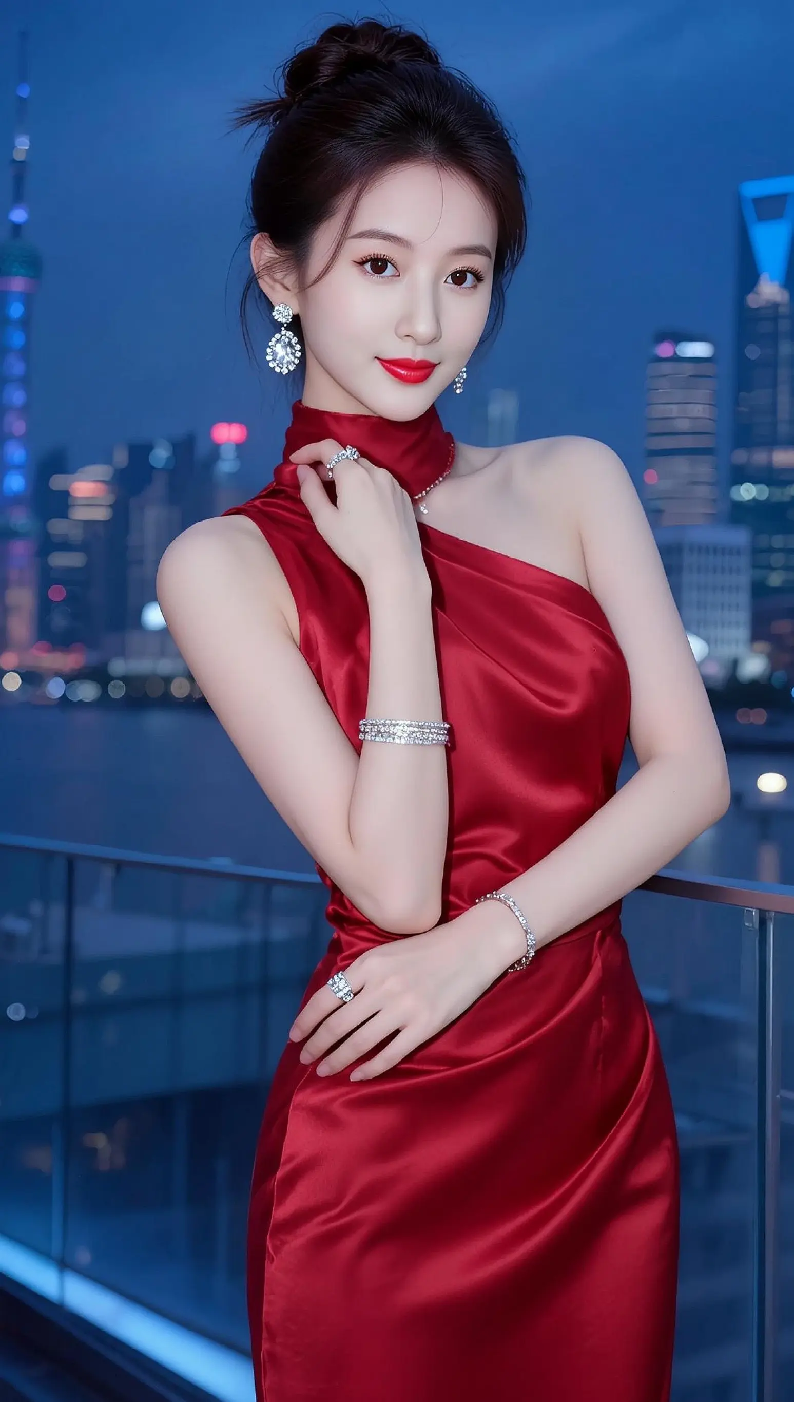 AI都市红裙照 随变ai随便玩