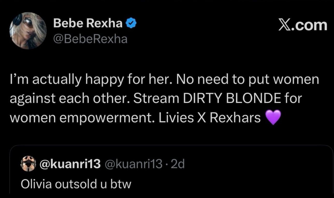 ‼️Omg~Bebe Rexha 回应了“Olivia Rodrigo 卖得比她