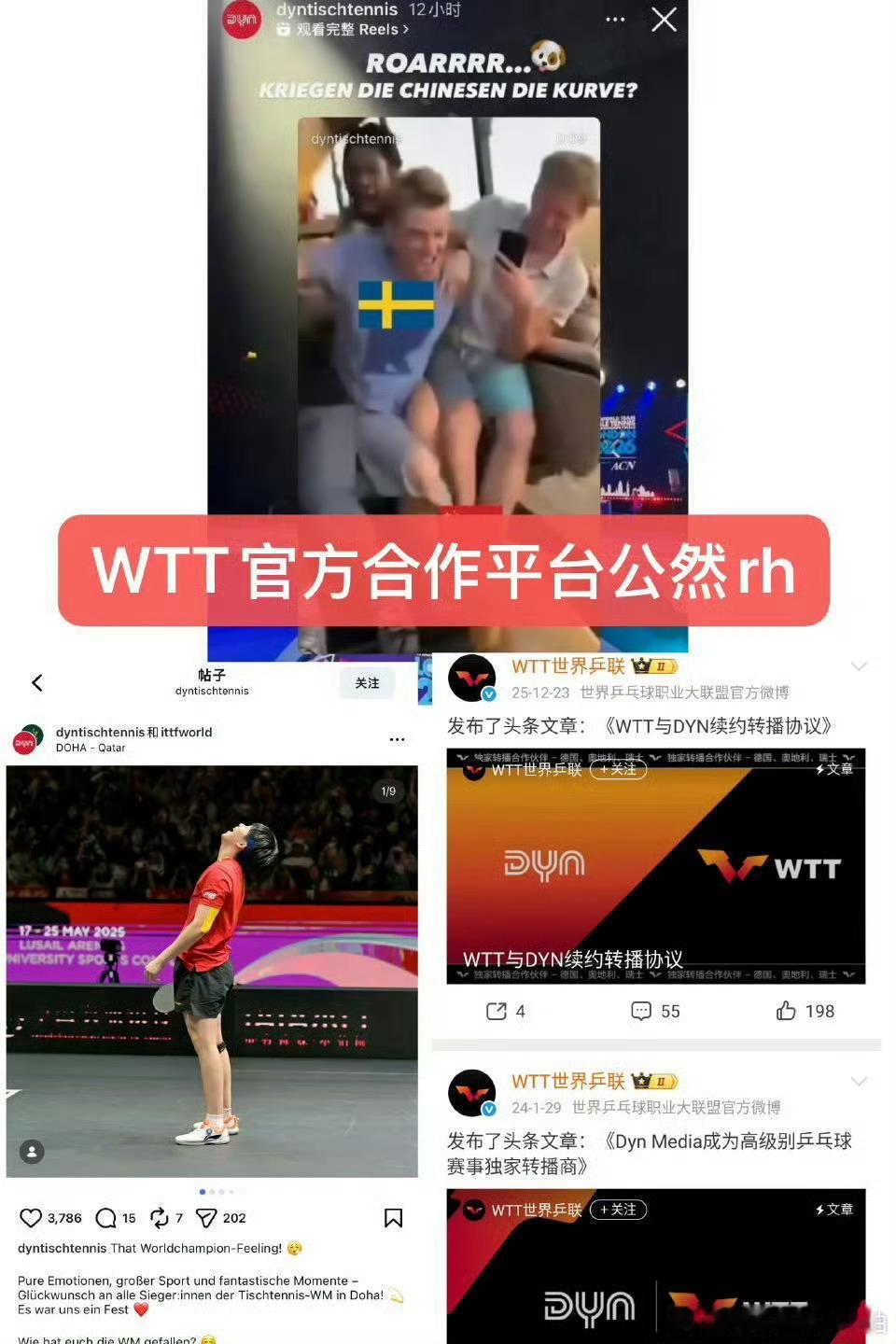 德甲 rh的dyn是WTT官方多年合作伙伴❗德甲无妄之灾❗樊振东不是德甲的爹❗参