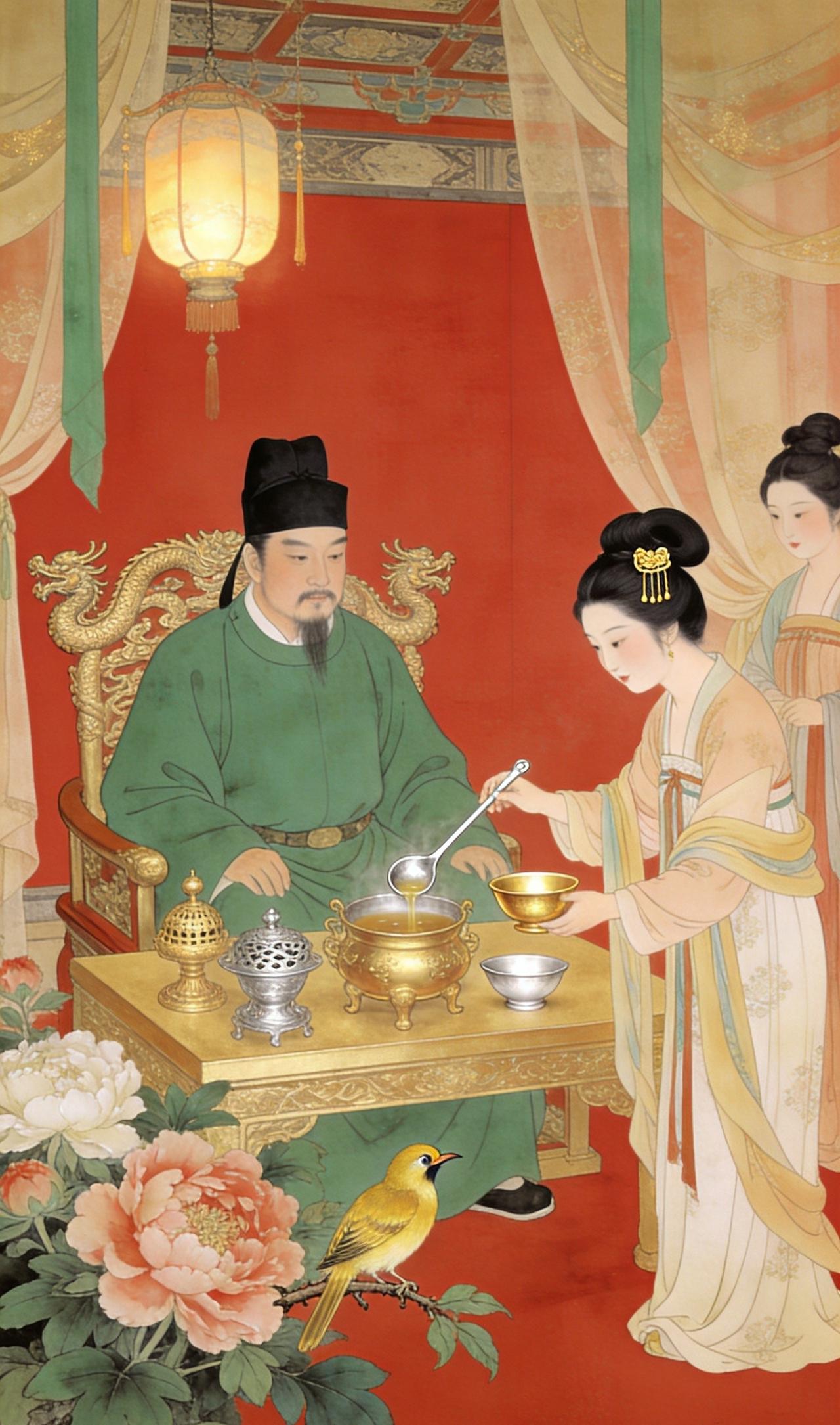 唐朝人喝茶，要放盐和姜
九幅唐代煎茶画，画的是中国最古老的饮茶法——茶釜煮茶，投