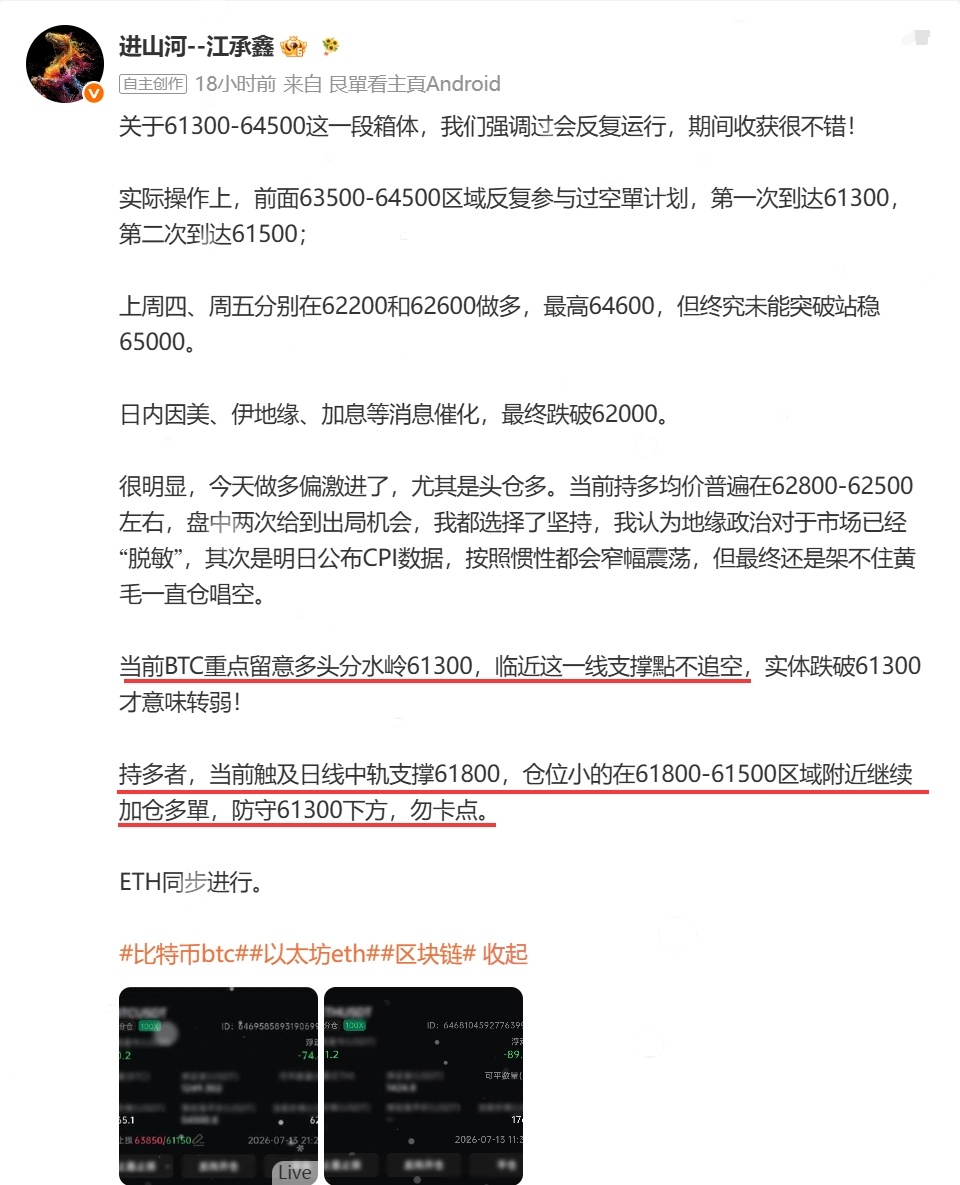 完美兑现暴涨，一切都在预料之内！周一看新高，周二即兑现！BTC周一62700、6