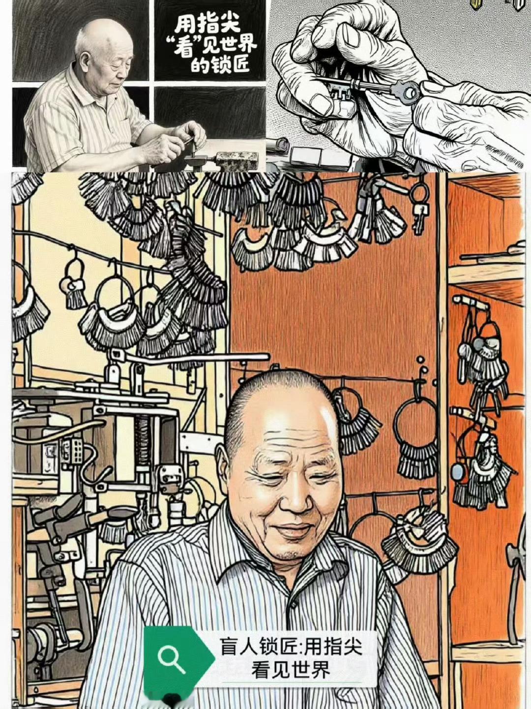 金华盲人锁匠35年听声配钥匙浙江金华街角，75岁的陈月新用35年光阴把“倔强”二