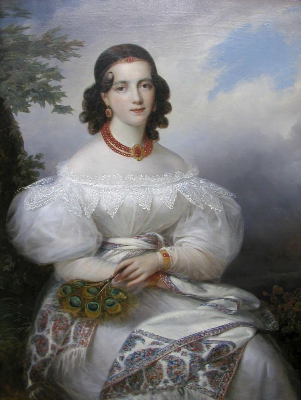 《亚历山德拉公主肖像》古典油画  1828年François Joseph Ki