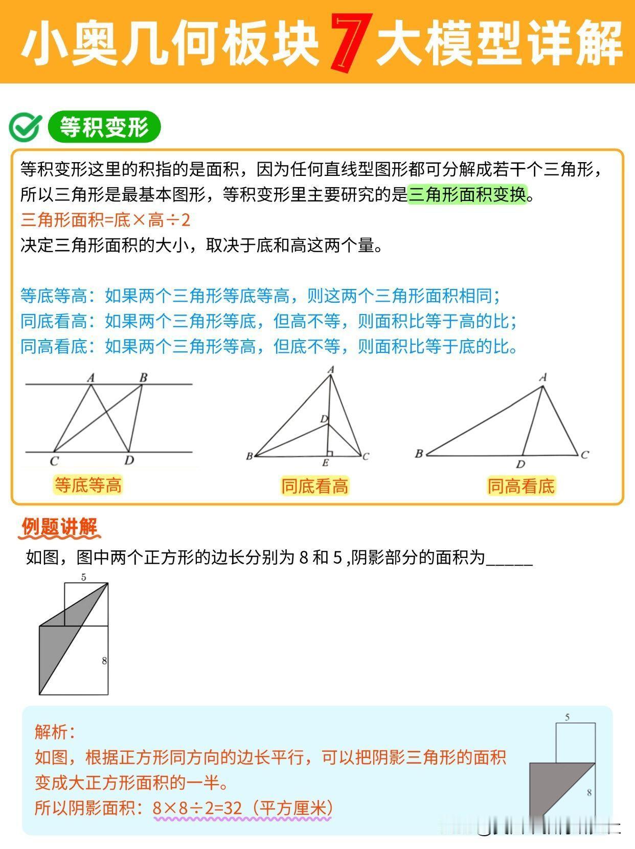 【小升初必看🔥小奥几何板块常考的七大模型】
小升初常考的七大模型🔆知识点梳理