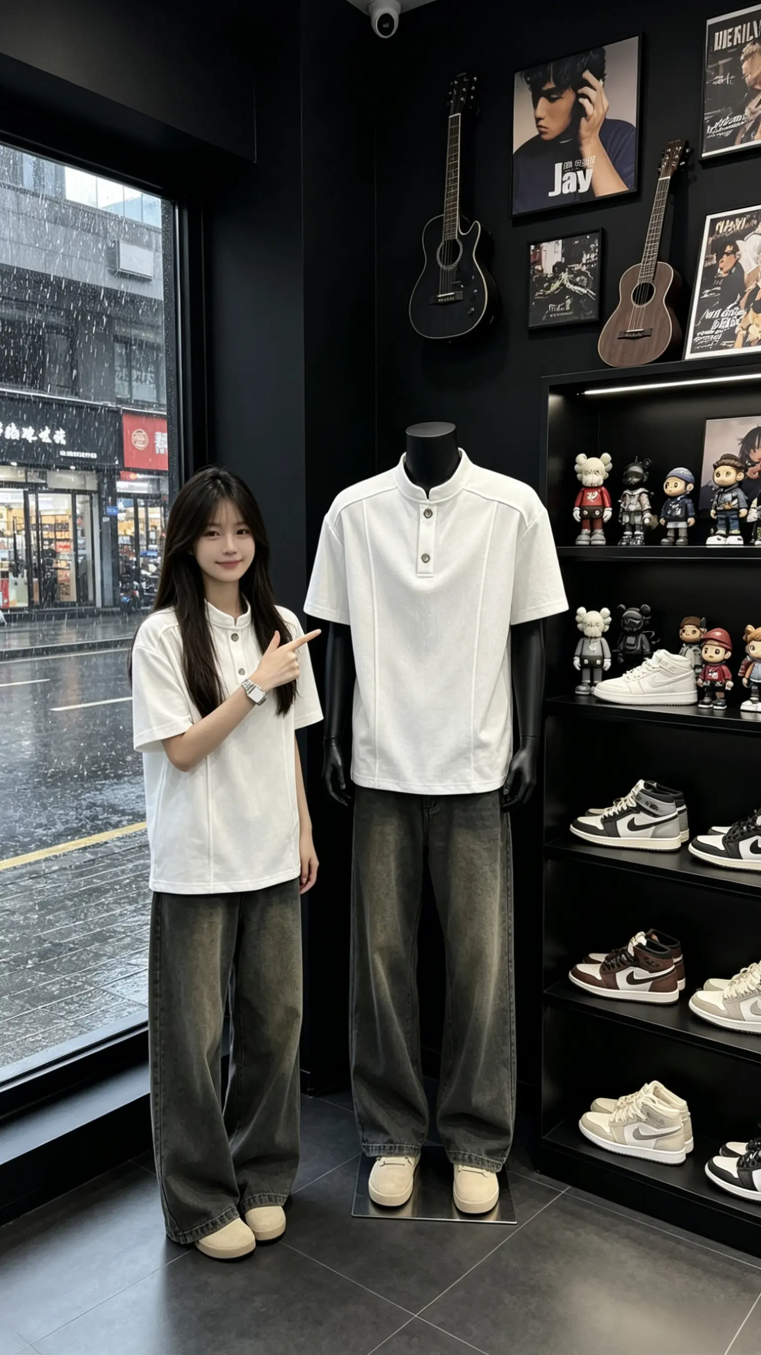 谁穿谁帅的钻扣短袖