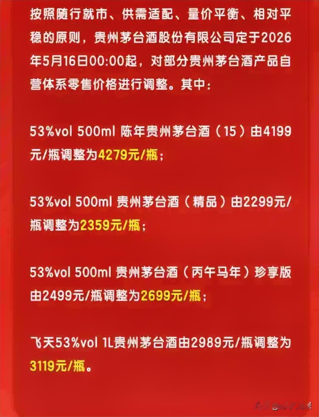 茅台半夜悄悄涨了价，但飞天没动。

马年生肖酒涨了200块，精品和公斤茅台也小步