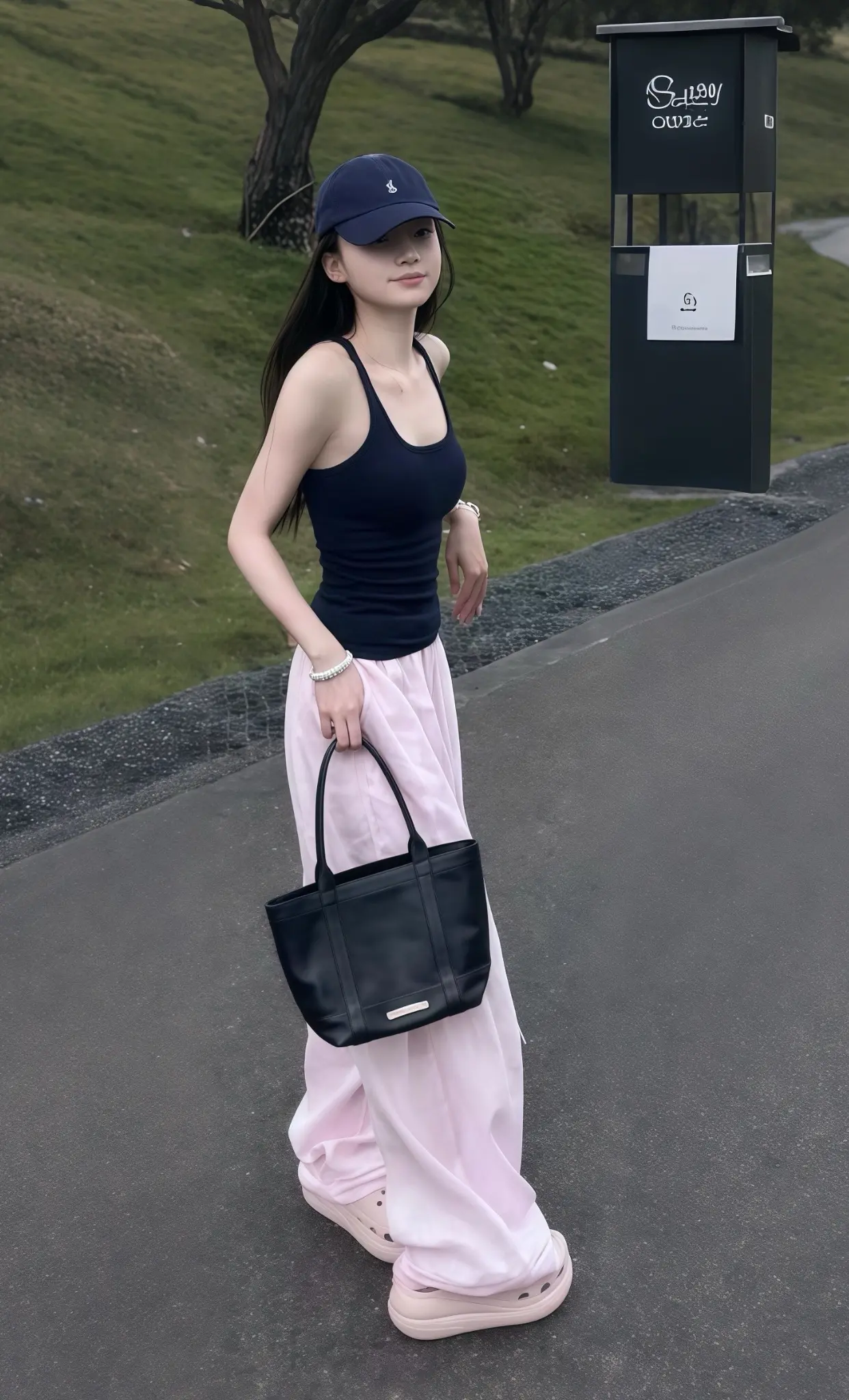 夏日甜辣天花板！后背杀吊带配粉色阔腿裤。甜酷女孩速来！纯欲风黑吊带撞色...