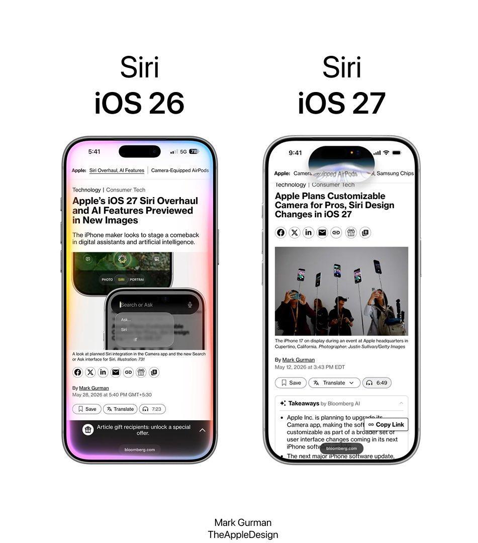 iOS 27的 Siri 告别非主流跑马灯 ，这个Siri对于大陆用户来说从来没