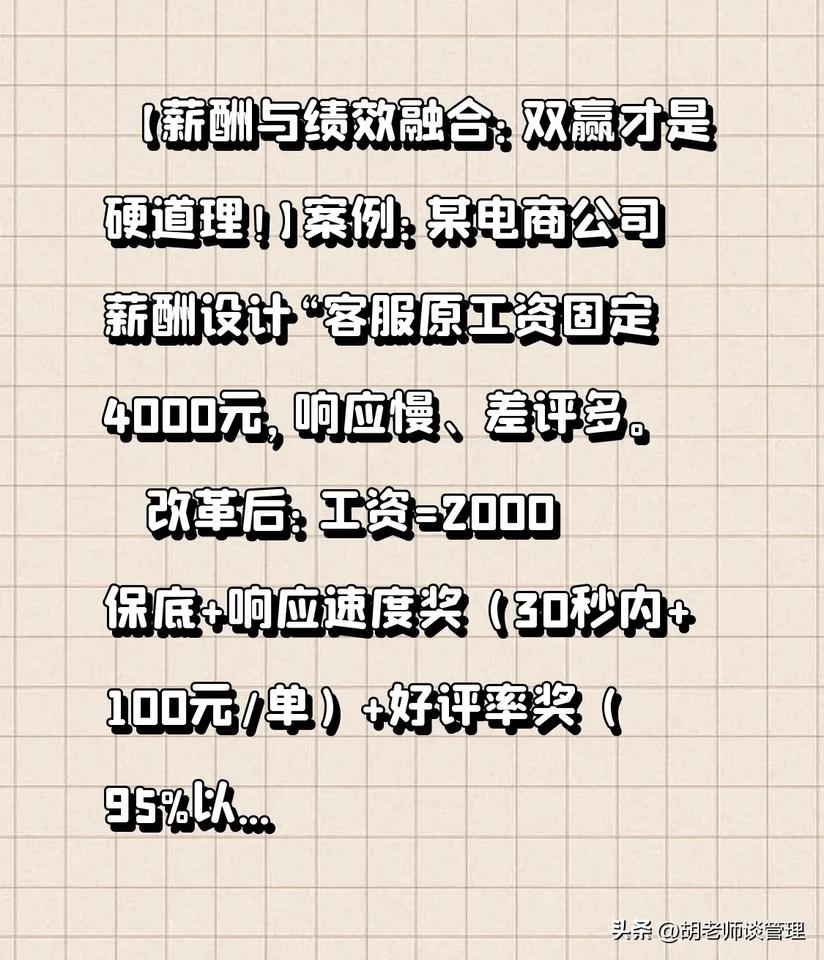 🤝【薪酬与绩效融合：双赢才是硬道理！】
案例：某电商公司薪酬设计
“客服原工资