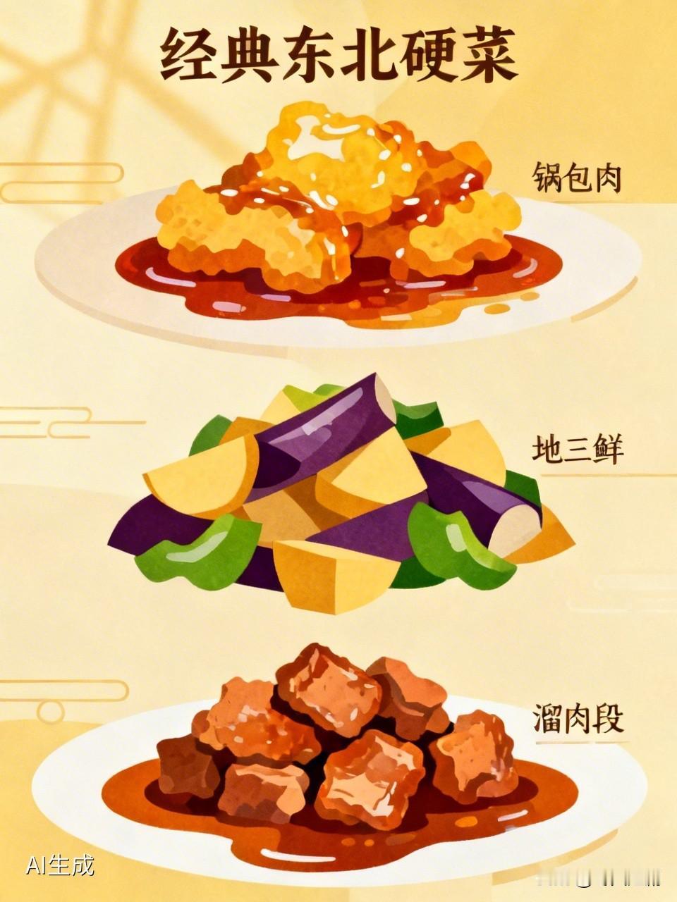 除了猪肉炖粉条，东北菜里还有不少硬菜。锅包肉必须拥有姓名，这道菜将猪里脊肉切片腌