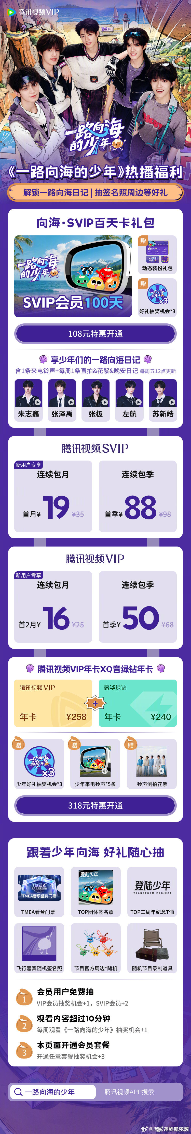 一路向海的少年 热播福利来袭🌊特惠开通向海・SVIP 百天卡礼包，即可收获 1