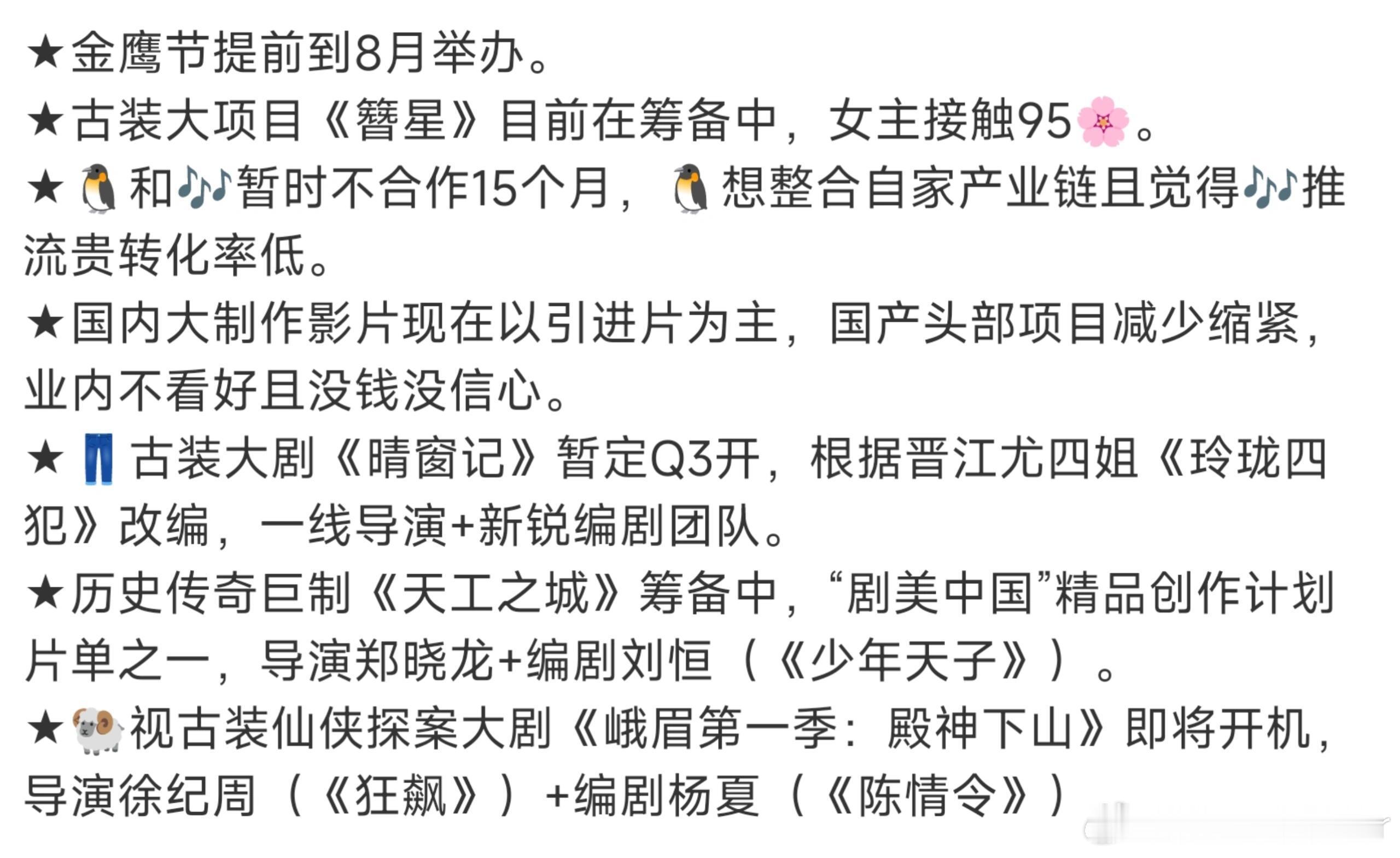 影视吃🍉不信🍉🐧最近15个月要播的剧有点惨