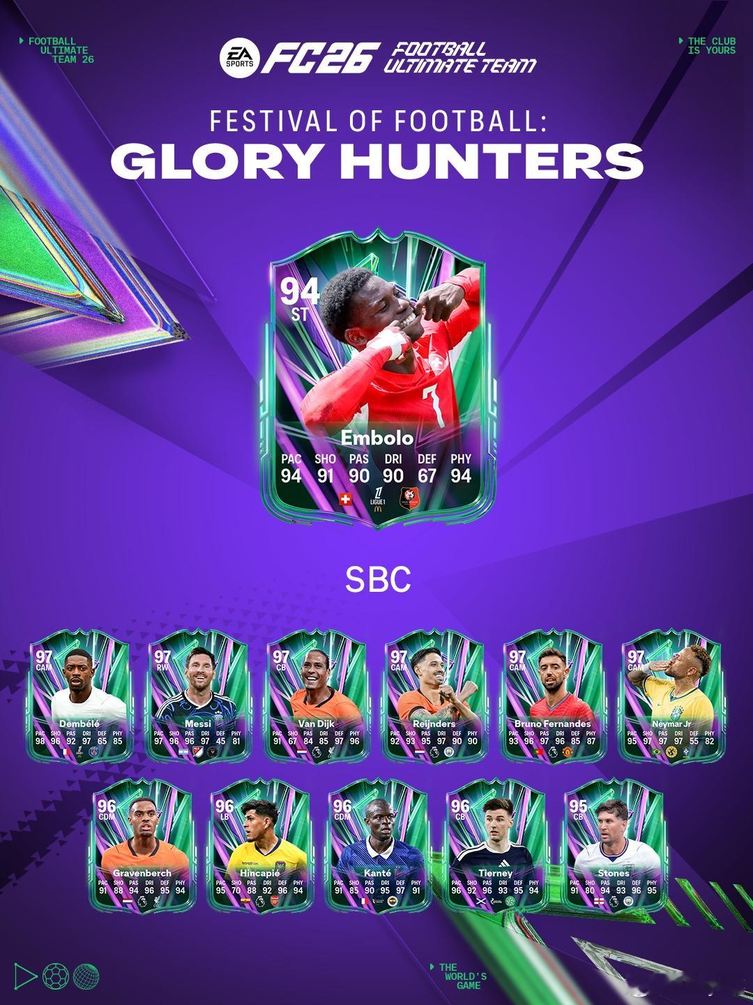 7月1日【新增 SBC】共 3 个1. 8 名 86+ 球员升级｜可重复3次｜2