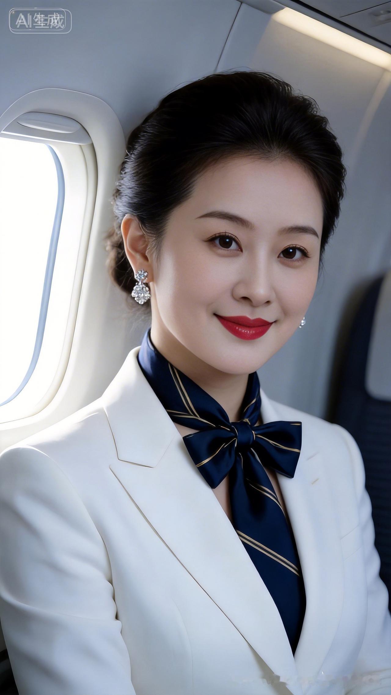 空姐的优雅微笑，机舱里的温馨时光。