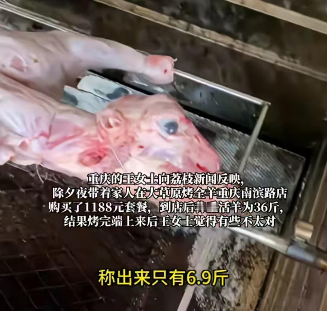 王女士现在估计后槽牙都要咬碎了。

她怎么也不会想到，

吃顿烤全羊会这样不痛快