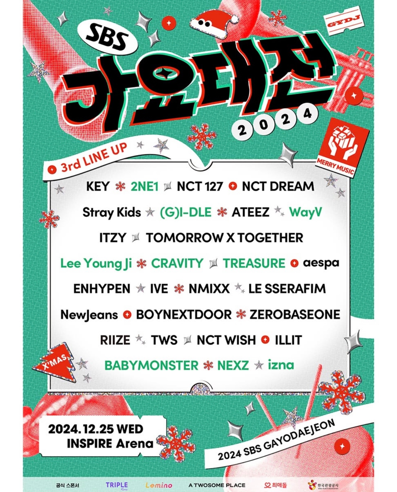SBS歌谣大战公开第三轮阵容 这才是年末！！[抓狂][抓狂]KEY * 2NE1