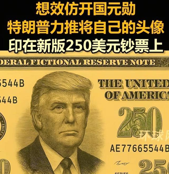 美国历史上第一位“250”总统即将诞生，就是当今美国总统特朗普，他要求在钞票上印