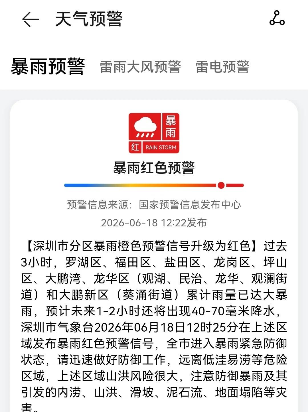 南山下这么大的雨，居然没升级为红色预警…
这不科学啊，南山下这么大的雨，居然没升