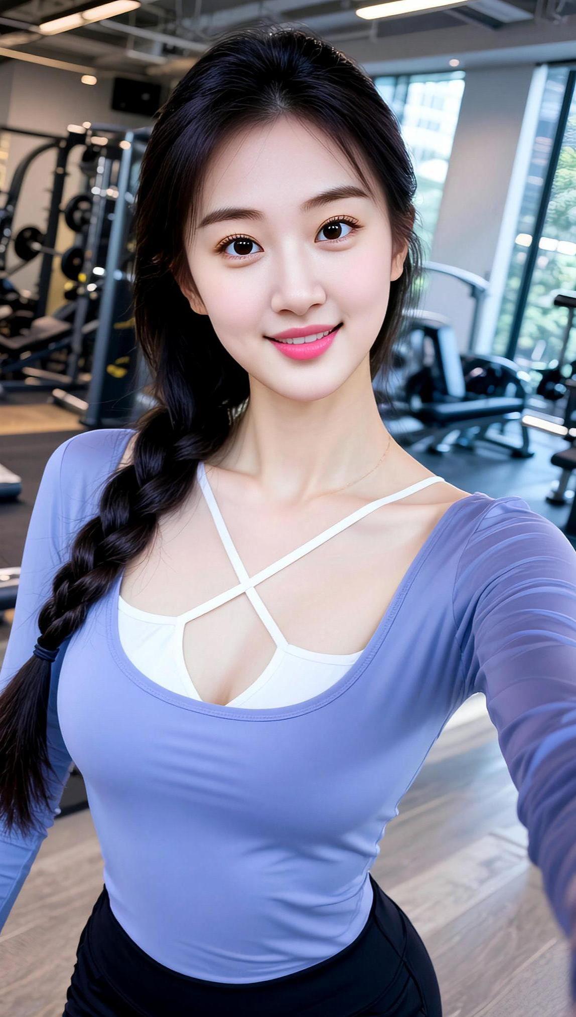 AI青春健身自拍 抖音ai创作 高颜值