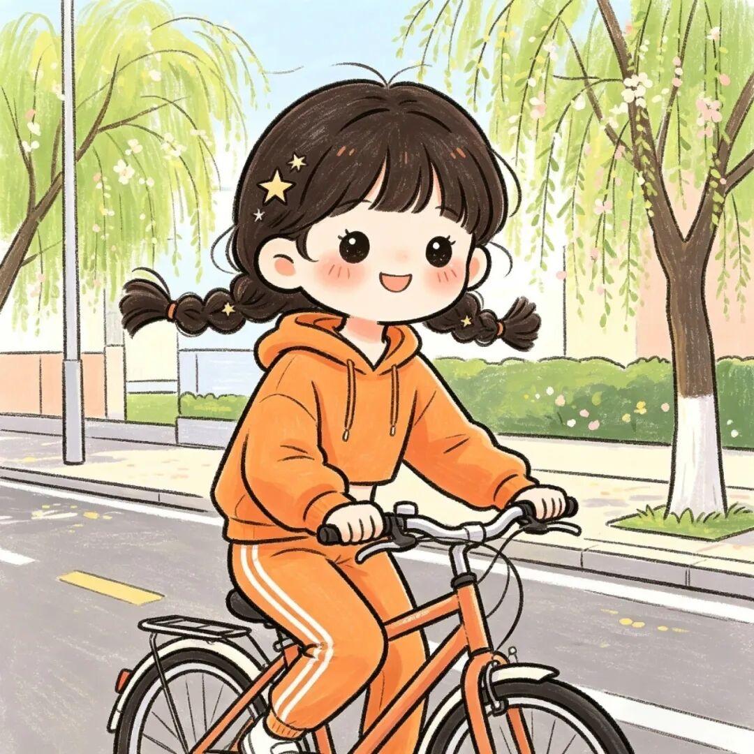 女生头像｜樱花、单车与不慌不忙的自己
