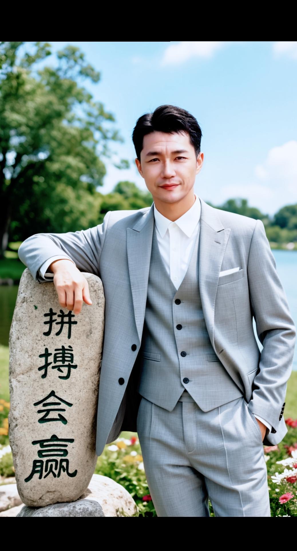 AI湖畔西装照