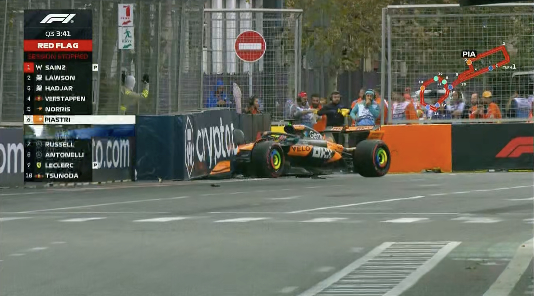 皮亚斯特里3号弯撞墙！第6次红旗！F12025F1阿塞拜疆大奖赛 ​​​