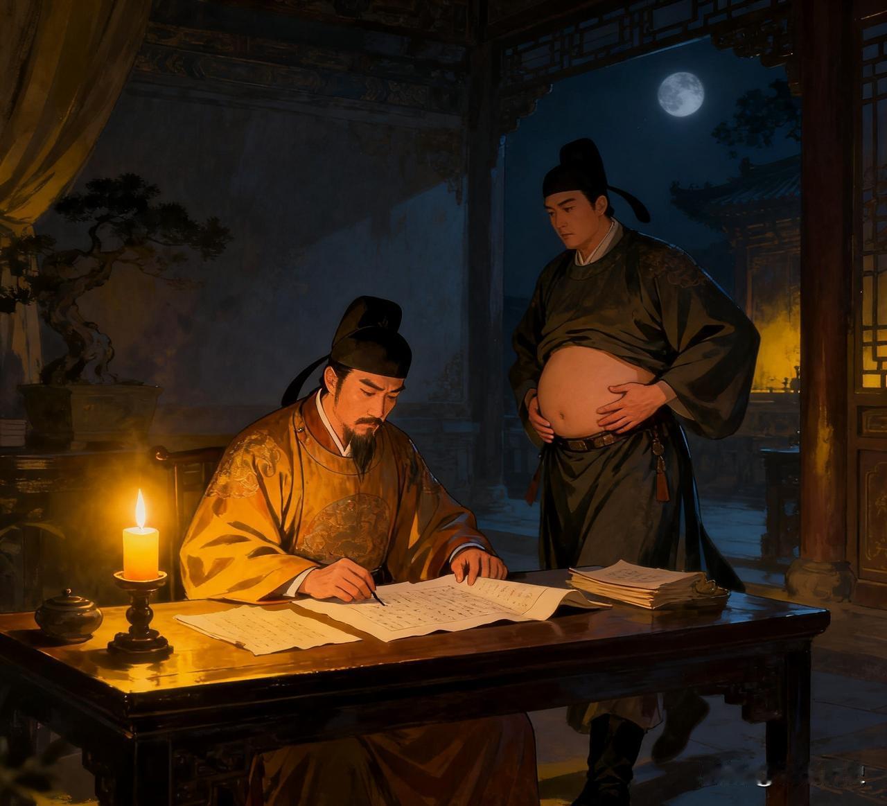 朱元璋批折子到半夜，肚子饿了溜达去御膳房找吃的。路过冷宫墙角，看见个洗衣局的老宫