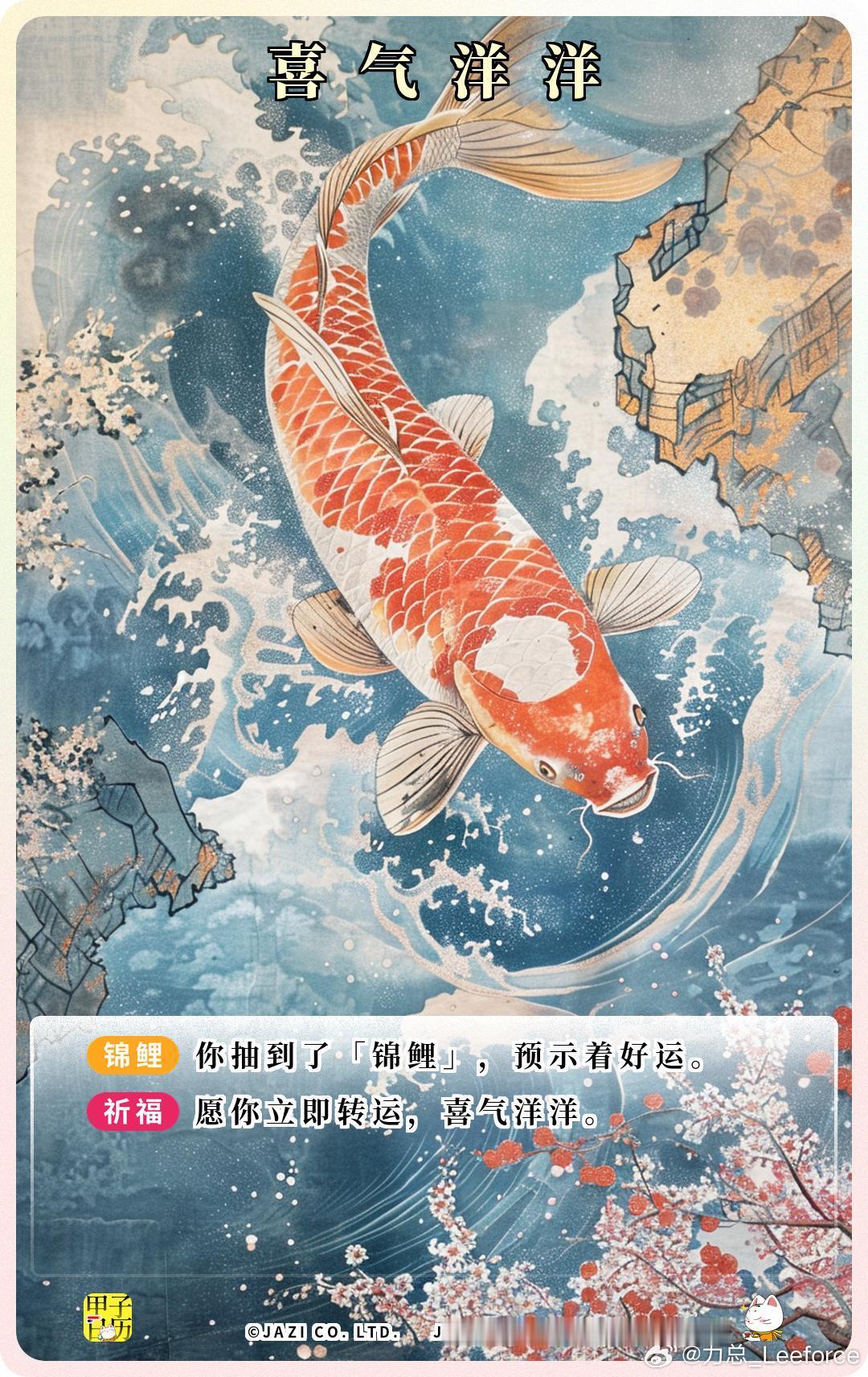 锦鲤 愿你立即转运，喜气洋洋。 