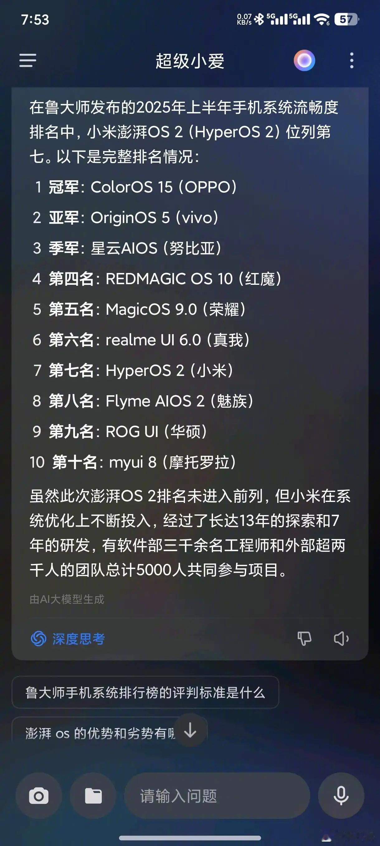 25年手机系统流畅度排名，你的排第几 ​​​