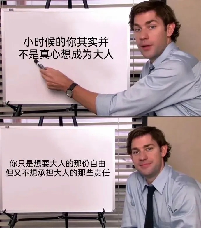 我们很容易成为大人，却很难一直成为孩子。meme ​​​