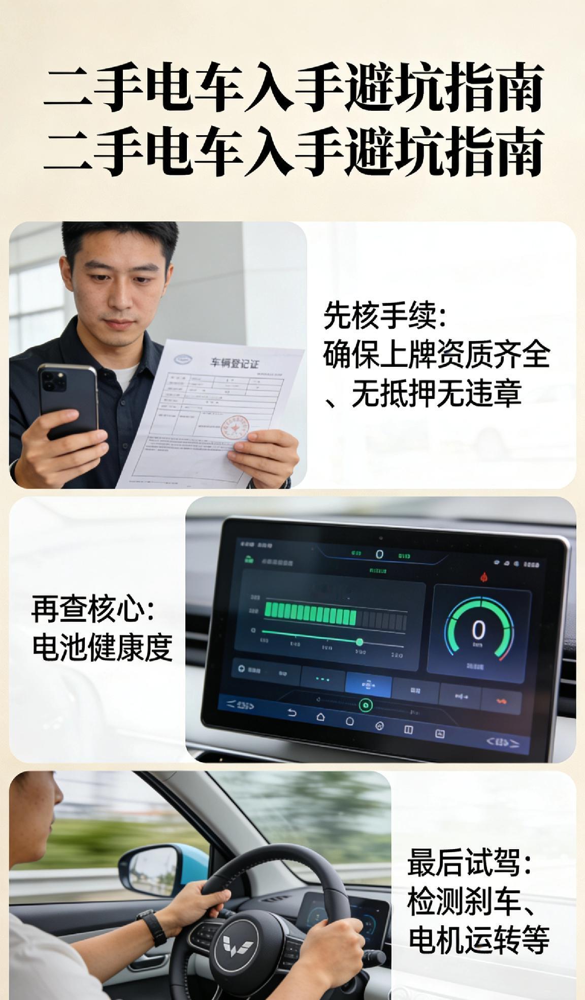 购买二手电动车需要注意什么?二手电车入手避坑指南请收好！先核手续，确保上牌资质齐