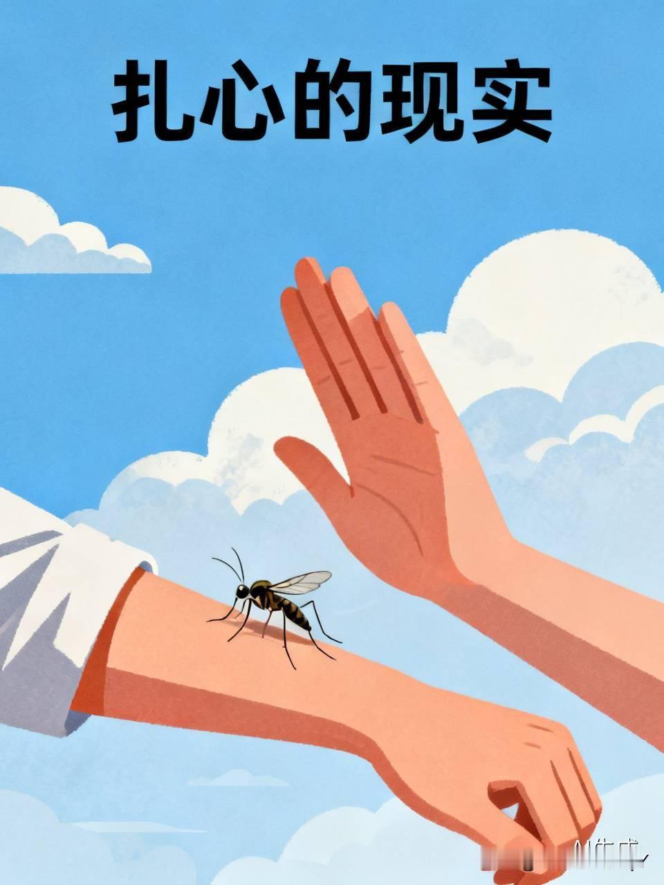 扎心的现实
一只蚊子赌上性命，只为吸一口血。
小心翼翼降落，屏住呼吸刺入皮肤，刚