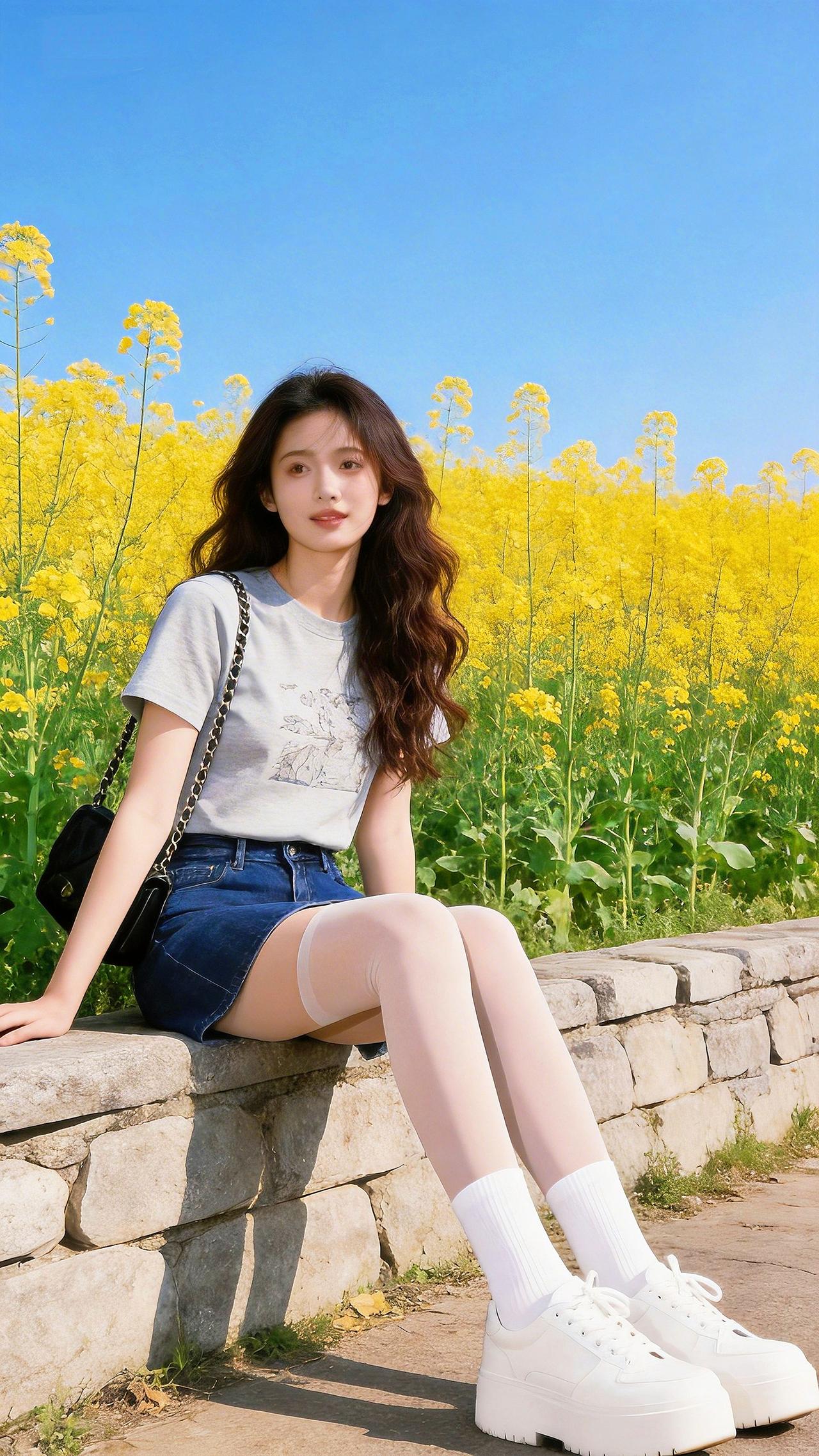 交出你的春日ootd 一起野个好身材 春日穿搭 油菜花拍照