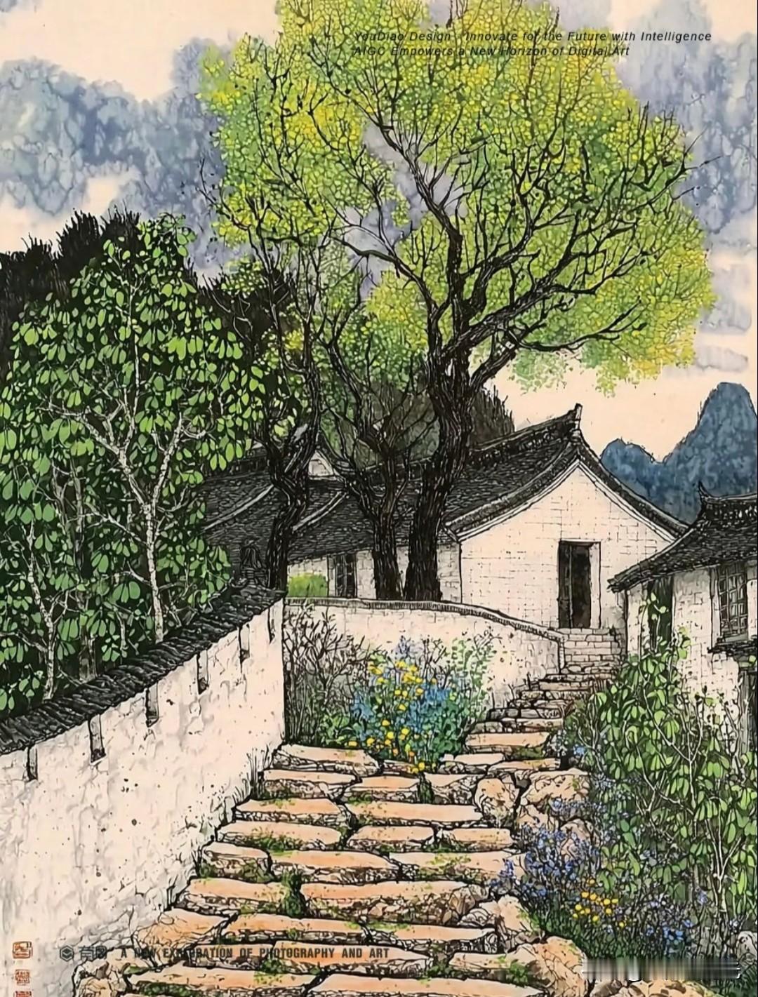 古朴的石阶，静谧的乡村，
带你走进宁静的古村春色。
有调杂货铺分享 宁静乡村风景