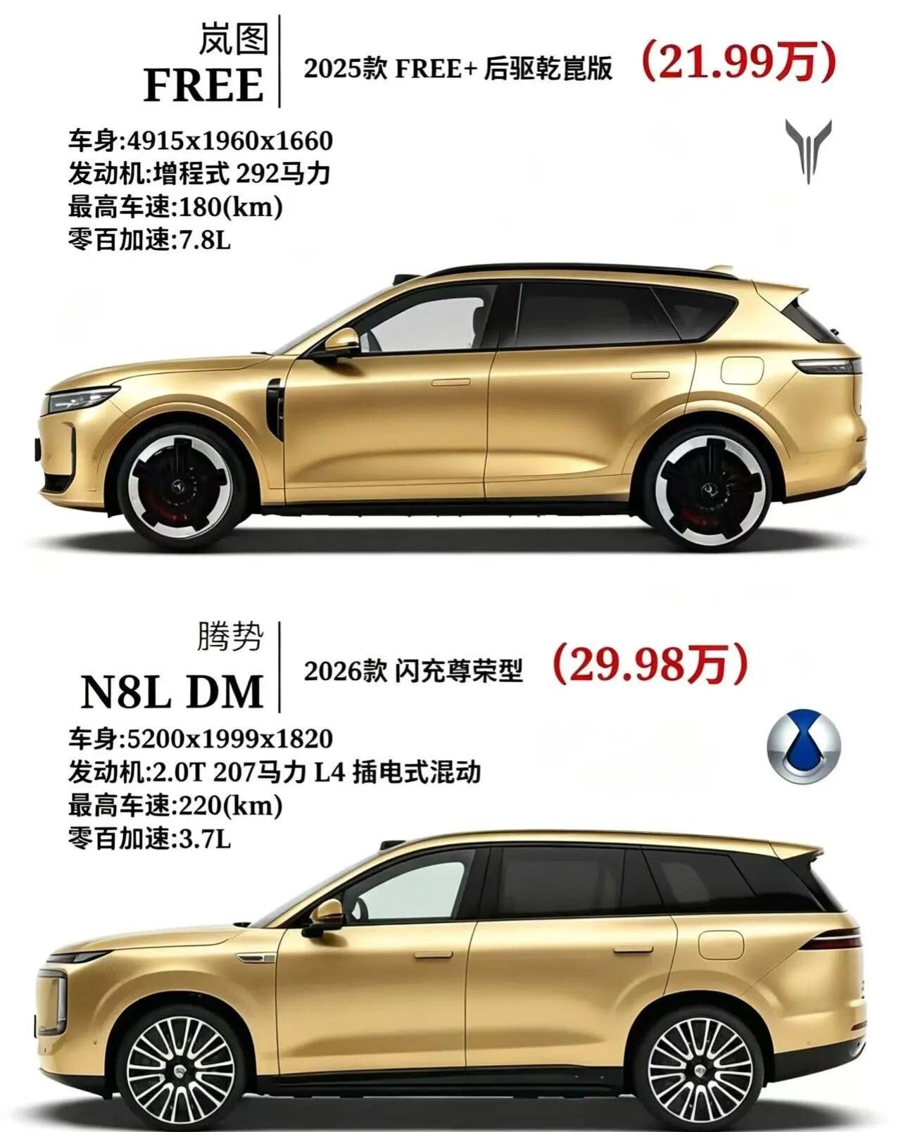 岚图FREE对比腾势N8L DM，谁性价比更能打？从五大维度拆解两款家用混动SU