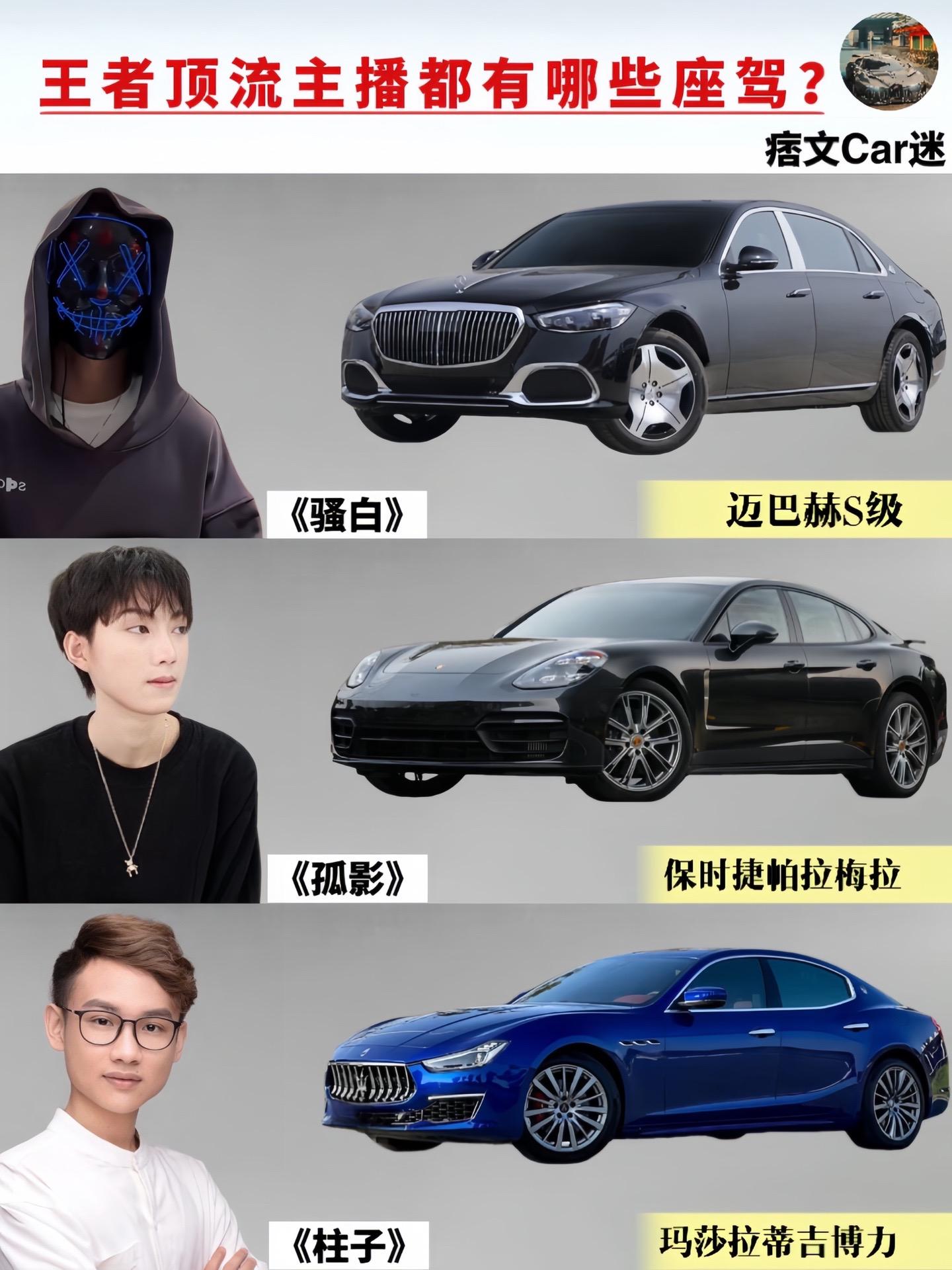 王者顶流主播们都开哪些车？