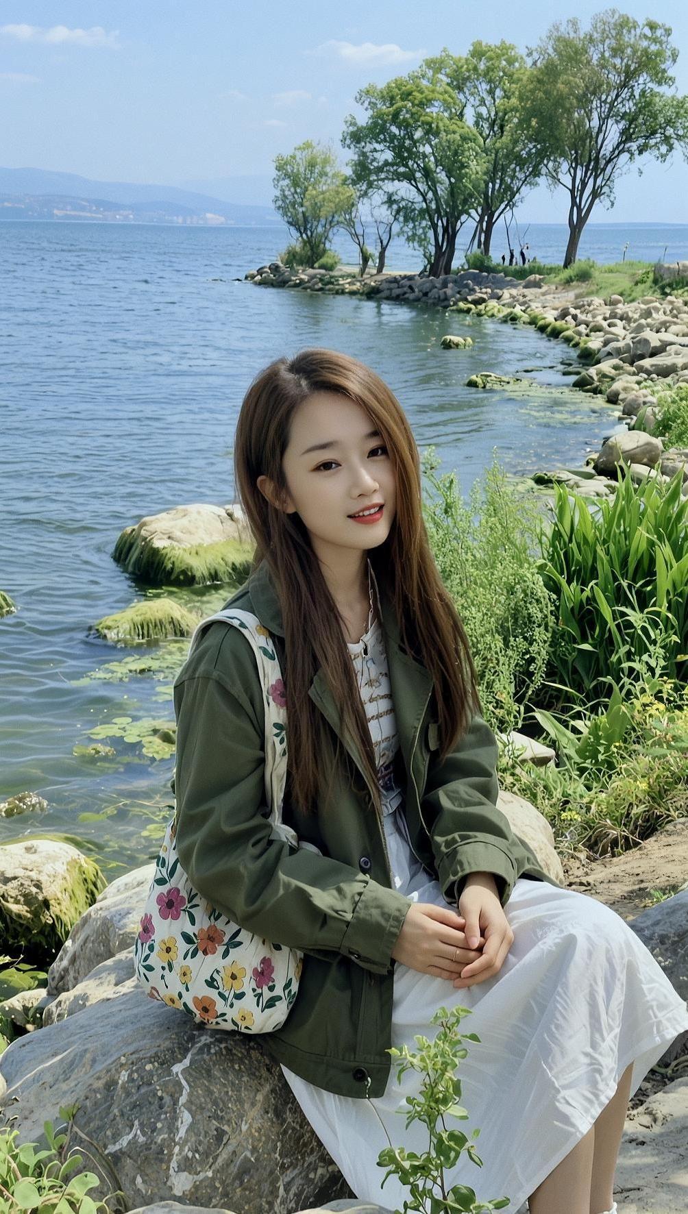 AI湖畔森系照 随拍 气质穿搭 美女