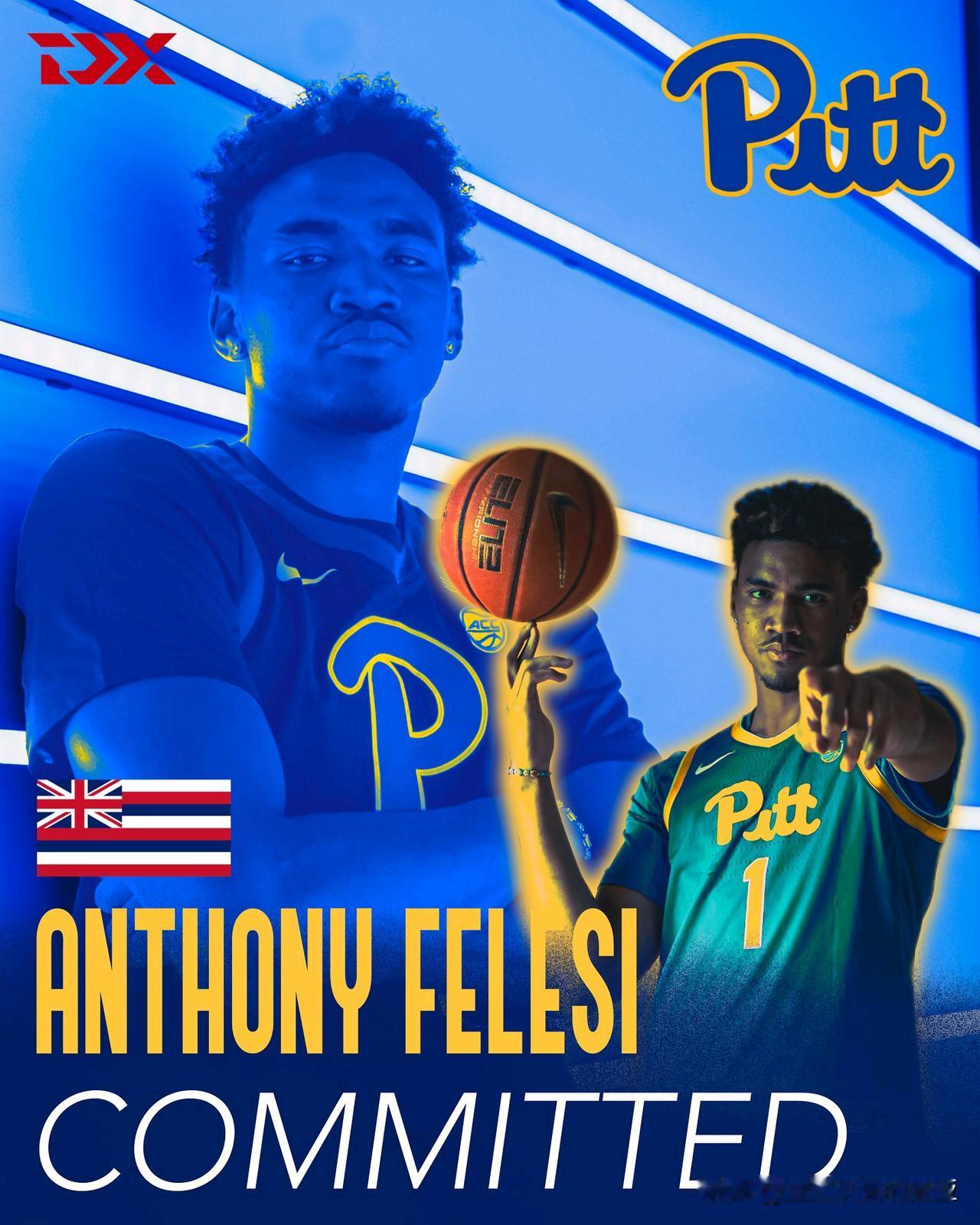 四星侧翼Anthony Felesi宣布承诺NCAA男篮 匹兹堡大学，高四赛季就